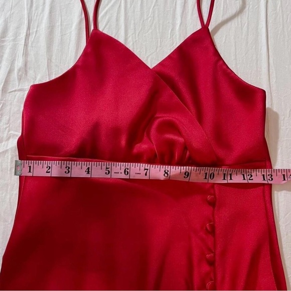 Zara Elegant Red Satin Dress - Picture 3 of 5